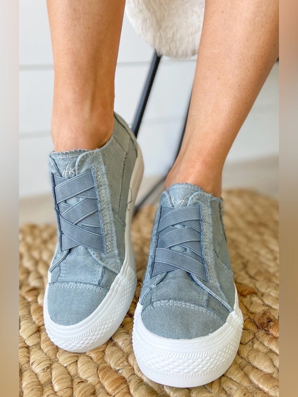 Women’s Slip-On Platform Sneakers in Dusty Blue